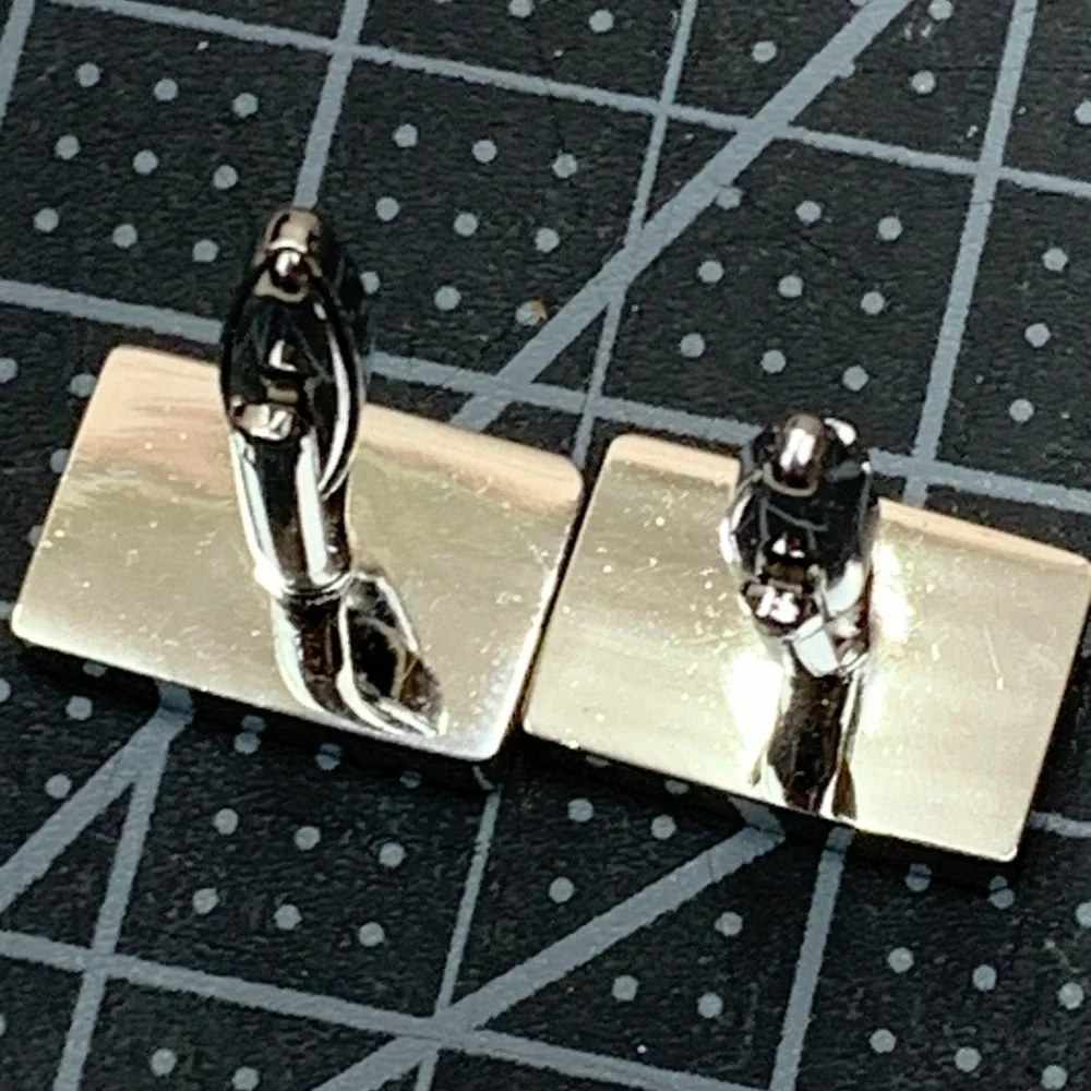 Kona Grill Cufflinks Silver Tone Logo Formal Business‎ Never Used In Gift Box